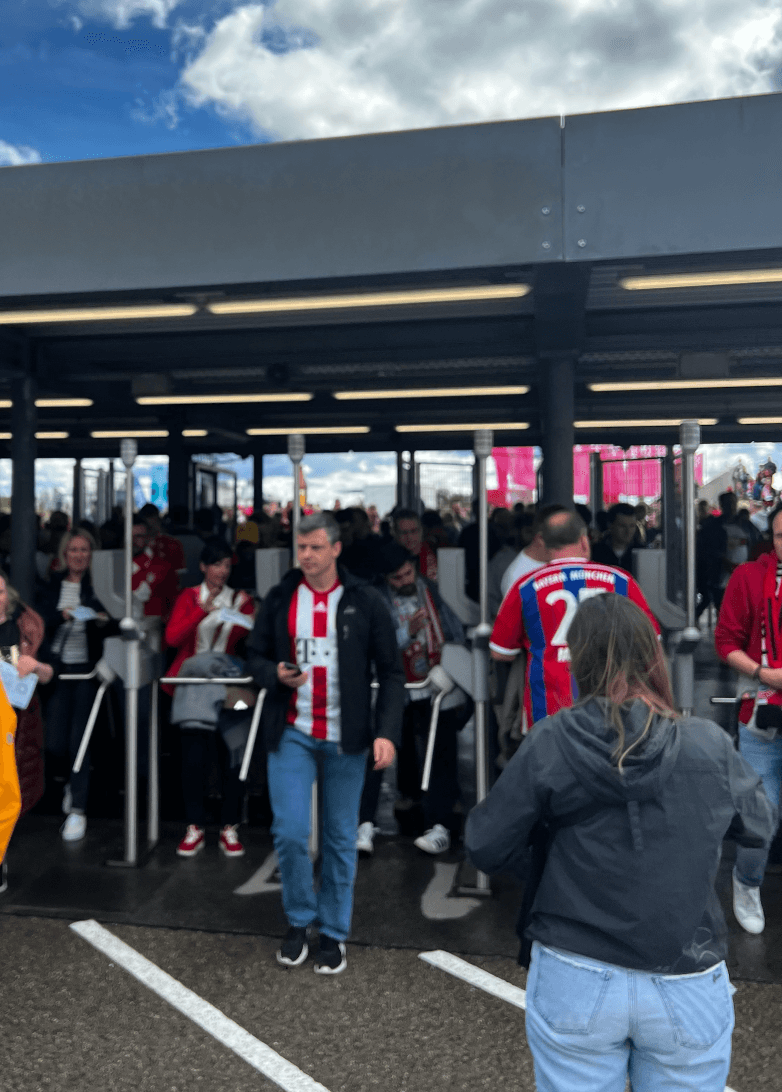Bayern Munich fans scanning their tickets at allianz arena
