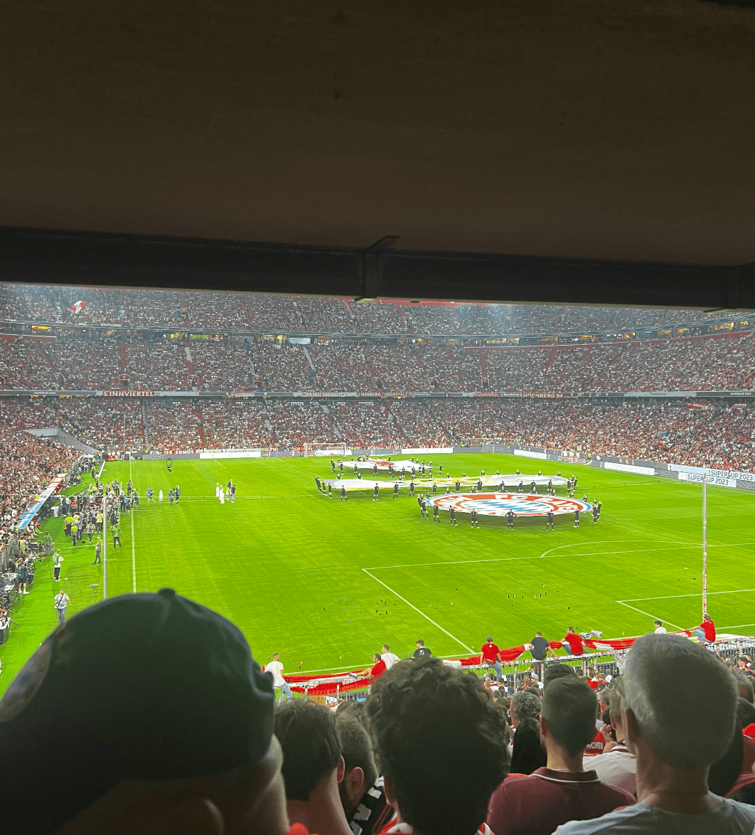 Standing section behind the goal inside the Allianz Arena during a Bayern Munich match