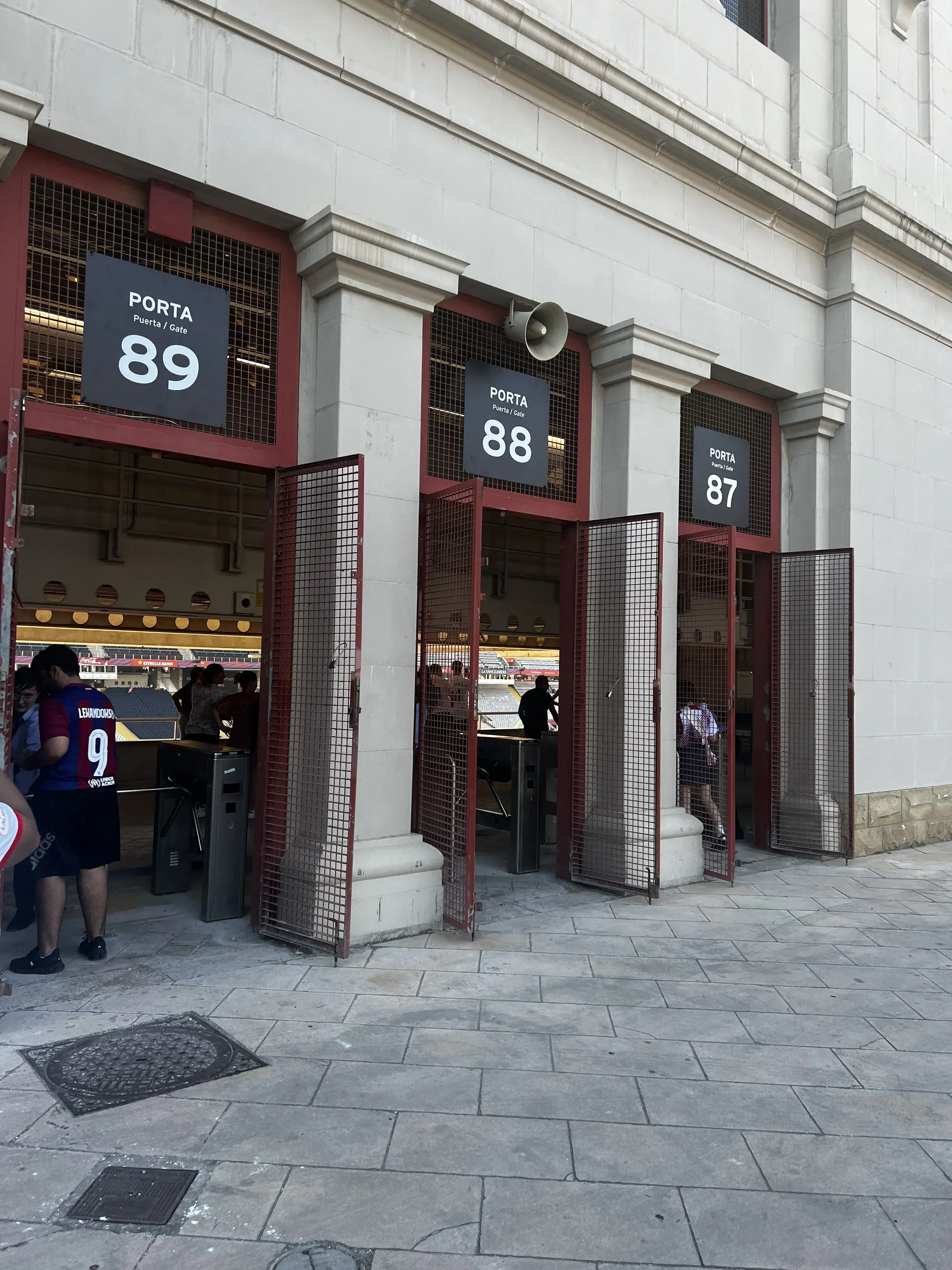 Entrance gates at Estadi Olímpic Lluís Companys in Barcelona